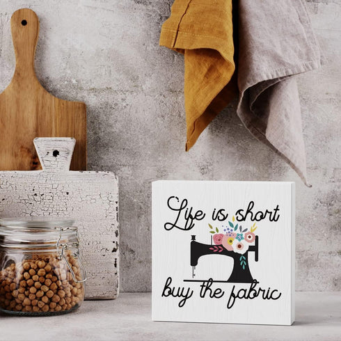 MUBIAO Quilting Gifts Sewing Gifts Sewing Room Decor Quilting Supplies Sewing Products Crochet Gifts Birthday Christmas Gifts Wooden Box Sign for ...