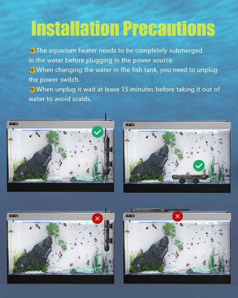 Aquarium Heater 50W, 20 Gallons Tank Submersible Aquarium Heater, Temperature Adjustable, Betta Turtle/Fish Tank Heater, Built-in Thermostat Contr...