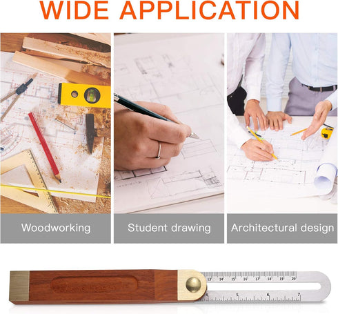 DOITOOL 1PCS 9 Inch Sliding T-Bevel Gauge Woodworking T Bevel Angle Finder with Hardwood Handle and Metric Marks...