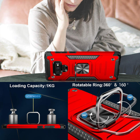 IKAZZ for Galaxy Note 9 Case,Dual Layer Soft Flexible TPU and Hard PC Anti-Slip Full-Body Rugged Protective Phone Cover with Magnetic Kickstand Re...