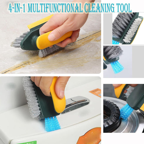 4-in-1 Grout Brush with Squeegee,Durable Bristles,Heavy-Duty Scrub Brushes for Cleaning with Stiff Bristles Cleaning Brush for Bathroom & Kitchen,...