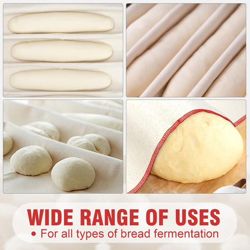 Walfos Bakers Couche and Proofing Cloth, 2PCS?29" X 17" ? Cotton Fabric for Bread Dough Baking Shaping Tool for Baguettes, Loaves and Ciabatta...