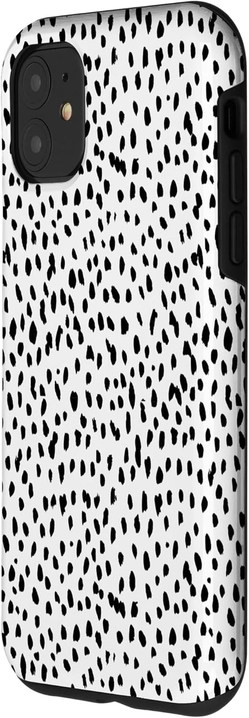 iPhone 11 Dalmatian Animal Print Black And White Black White Case...