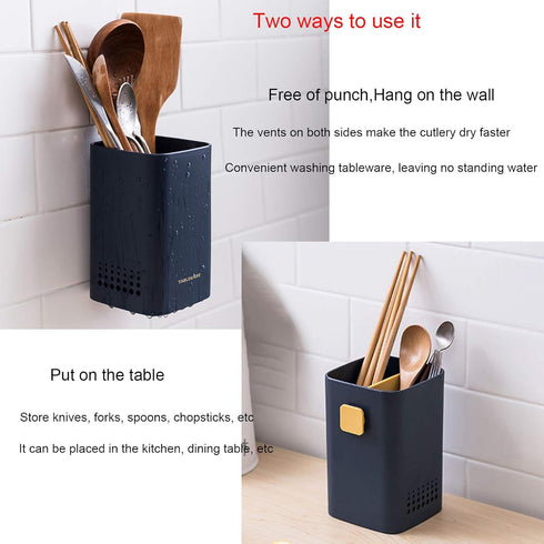 Kitchen Utensil Holder for Countertop,Multifunctional Draining Chopstick Cage,Double Ventilation Holes,Wall Mounted or Standing Cutlery Storage Or...