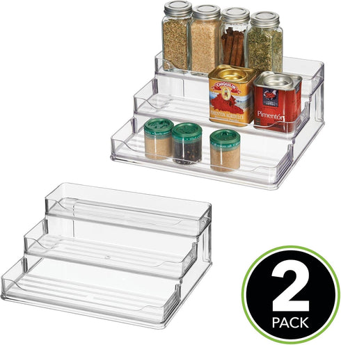mDesign Plastic Kitchen 3-Tier Spice Rack Holder, Storage Organizer for Cabinet, Counter, Pantry, Shelf, Hold Spices, Seasoning, Jars, Canned Food...