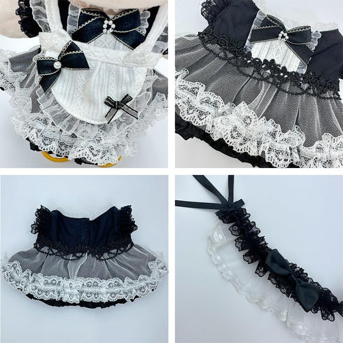 niannyyhouse Headdress Dress Apron 10cm 15cm 20cm Plush Doll Lace Maid Outfit Dress Up Accessories (Black-20cm)...
