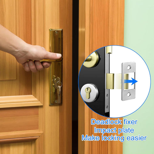 Latch Restorer Strike Plate, Metal Door Strike Plate for Exterior Doors Large Hole Security Door Latch Plate with Wooden Dowel Rods & Screws for D...