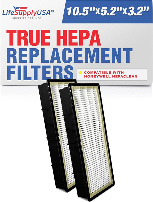 LifeSupplyUSA True HEPA Filter Replacement Compatible with Honeywell HEPAClean HRF-C2, Filter C Air Purifier (2-Pack)...