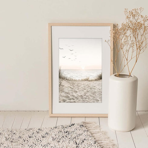 Canssape Set of 6 Neutral Beach Wall Art Prints 8x10in Beige Sage Leave Wall Decor Home Decorations for Living Room Aesthetic Landscape Posters Bo...