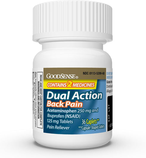 GoodSense Dual Action Acetaminophen and Ibuprofen (NSAID) Tablets, 250 mg/125 mg, Back Pain, 36 Count...