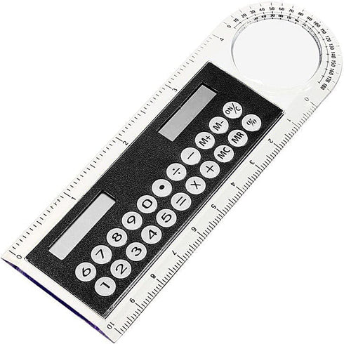 Black Mini Calculator, Portable Pocket Calculator Handheld Basic Calculator 3 in 1 Calculator Ruler Magnifier for Students School Home Office, Bac...