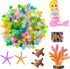 Fish Tank Aquarium Decoration Set, Mini 100pcs Glowing Pebbles Liminous Rocks, Teatle Mermaid Starfish Coral Treasure Chest Ornaments for Micro La...