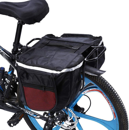 Keenso Double Rear Bag Large Capacity Waterproof Side Rear Bike Bags for Outdoor Riding, Camping, 25L, Black and Red...