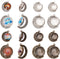 SUNNYCLUE 48pcs 2 Size Moon Rotation Double Side Pendant Tray Kit 16pcs Round Blank Bezel Pendant Trays Base Cabochon Settings with 32pcs Clear Gl...