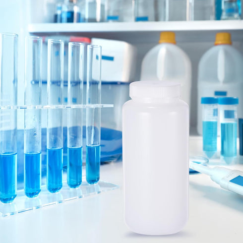 PATIKIL 2 Pcs 1000ml Reagent Bottles, PE Wide Mouth Round Graduated Bottles with Screw Cap for Lab Water Reagent Liquids Solid Sample Storage Seal...