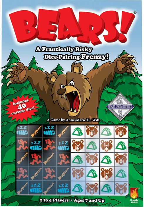 Bears - an Exciting Board Game for Family Fun – A Fast-Paced Dice Pairing Game for 2-4 Players Ages 7 and Up with 20 Minute Play Time by Fireside ...