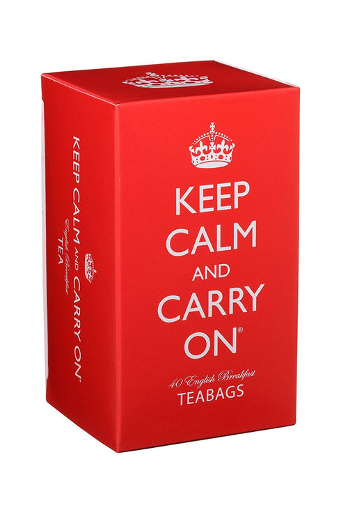 Keep Calm and Carry On Tea Carton Box, English Breakfast Tea (40 Bags, 125g, 4.4oz)...