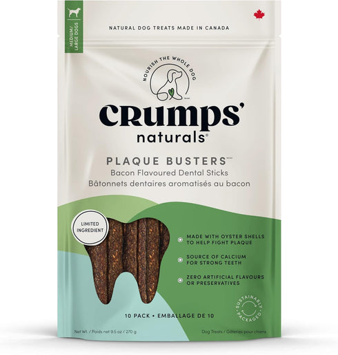Crumps' Naturals Bacon Dental Dog Treats (10 count), 7"...