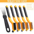 6 Pcs Wire Brush, Wire Brush Set, Brass/Nylon/ Steel Brush and Cleaning Spatula, Premium Metal Brush with Curved Handle Grip, Wire Brushes for Cle...