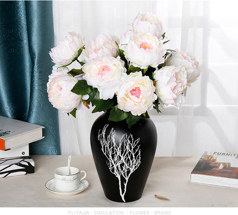 Artificial Peony Silk Flowers Bouquet Home Wedding Decoration, 1 Pack, 5 Heads(Pink)...