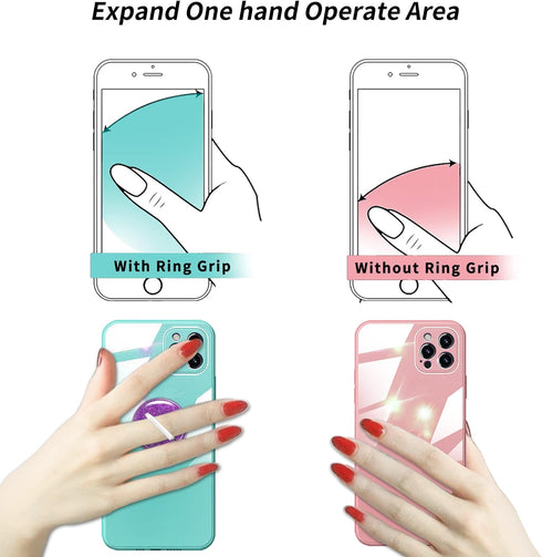 Bling Glitter Phone Grip, Round Cell Phone Ring Holder Stand Purple for Women Girls, Compatible with Smartphone, Tablet, E-Reader, Etc (PU)......