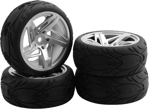 Mxfans RC 12mm Hux Wheel Rims & Rubber Tires for RC 1:10 On Road Drift Car Pack of 4...