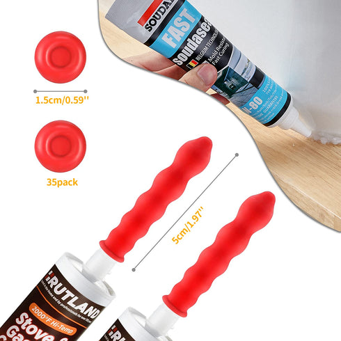 Park Sung Caulk Cap for Seal Caulking Tubes, Caulk Saver Sealer Caps for Caulk,Silicone, Roofing Cement-Red (Pack of 20)...