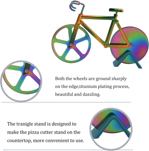 Stainless Steel Bicycle Pizza Cutter Wheel with Pizza Shovel Bike Pizza Slicer Creative Pizza Knife Kitchen Utensil Cool Gifts for Pizza Lovers Bo...