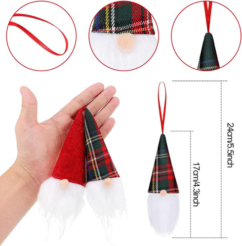 Skylety Skylety Gnome Ornaments Christmas Hanging Buffalo Plaid Decor for Christmas Tree Scandinavian Decorations Santa Gnome Tomte Plush Ornament...