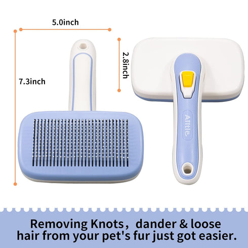 AIITLE Self-Cleaning Slicker Brush for Dogs, Cats - Shedding and Grooming Tool for Pets - Remove Loose Hair, Fur, Tangled Hair, Knots for Large Me...