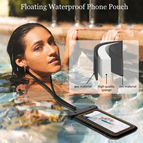 Floating Waterproof Phone Pouch IPX8 Waterproof Phone Case for iPhone 15 Pro Max 14 Plus 13 12 11 XR XS SE Galaxy S24 S23 S22 FE Up to 7.2'', Wate...