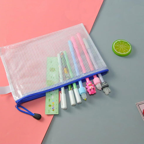 zipper pouch bag Plastic envelope,mesh zipper pouch bags waterproof folder A4 size folder signature pocket, can hold pens, books, documents pencil...