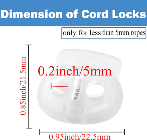 J.CARP 30Pcs Clear Plastic Cord Locks End Spring Toggle Stopper, Double Hole Elastic Cord Adjuster, Suit for Drawstrings, Bags, Shoelaces, Clothin...