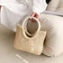 Tote Bag for Women, Straw Beach Bag, Round Leather Handbag, Bohemian Hand-Woven, Summer Bag Suitable for Beach, Travel, Daily Matching (White)...