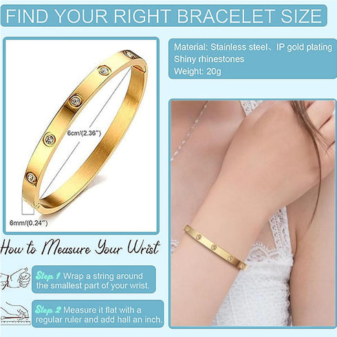 Generic Gold Bracelets for Women - 3Pcs 18K Gold Plated Love Friendship Bracelet with Cubic Zirconia Stones Bangle Cuff Jewelry,Wedding Party Chri...