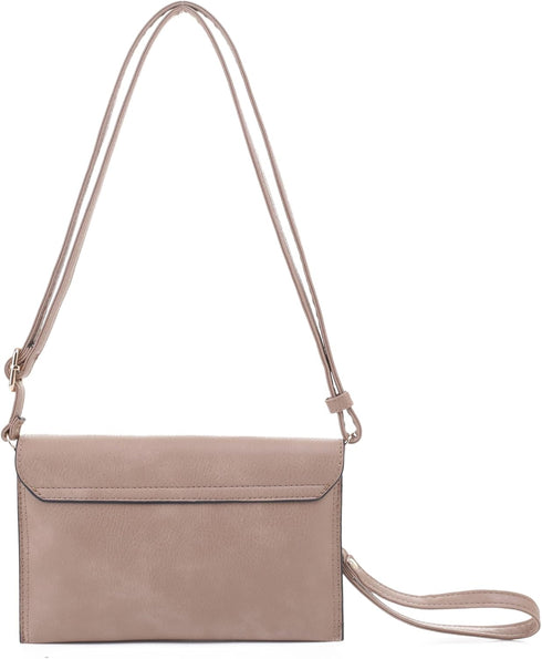 Isabelle Multifunctional Women's Envelope Style Crossbody Wallet Clutch with Turn Lock and Zipper Closure...