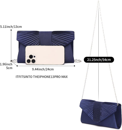 Labair Womens Evening Bag Pleated Satin Clutch Wedding Dressy Formal Handbag Crossbody Shoulder Bag...