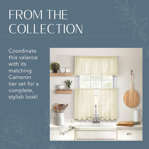 Elrene Home Fashions Cameron Linen Window Valance, 60" W x 15" L (1 Valance), Ivory...