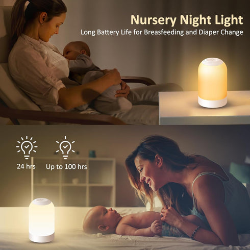 G Keni LED Touch Bedside Table Lamp, Baby Night Light for Kids, Dimmable Nursery Lamp with Timer, Nightstand Lamp for for Living Room, USB Recharg...
