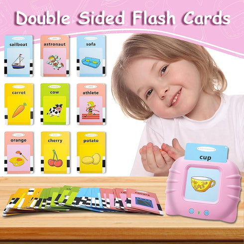 Talking Flash Cards Educational Toys, Autism Sensory Toys Learning Toys for Toddlers - Montessori Toys Flash Cards for Age 2 3 4 5 6(Pink)...
