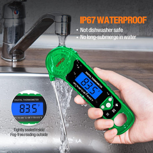 Digital Meat Thermometer for Grilling, Candy Thermometer Instant Read Food Thermometer Waterproof with Backlight for Cooking, Deep Fry, BBQ, Grill...