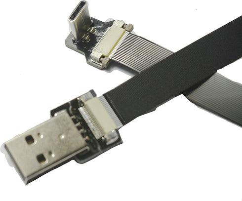 Long Black FFC USB C FPV Flat Slim Thin Ribbon FPC Cable USB Type-C 90 Degree to Standard USB A for sync and Charging (60CM)...