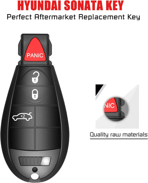 VOFONO 4 Button Key Fob Fit for 2008-2011 Chrysler 300, 2008-2014 Dodge Caravan, 2008-2013 Durango, 2009-2013 Journey, 2008-2012 Charger, 2008-201...