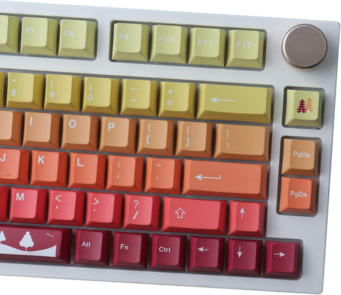 JOMKIZ PBT Keycaps,129 Keys Dye Sublimation Cherry Profile Keycaps with 6.25U Spacebar Autumn Keycap Set for Cherry MX Switches ISO/ANSI Layout Me...
