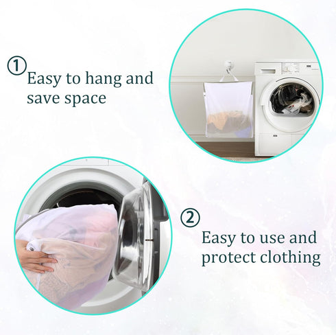 2 Pcs Mesh Laundry Bags for Washing Machine,16 X 20 Inch Fine Mesh Wash Bags with Handle,Side Widening Large Opening Zippered Clothing Washing Bag...