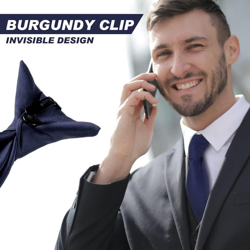 2 Pieces Men's Clip on Ties 20 Inches Solid Color Clip on Ties Pre Tied Neckties for Office School Uniforms...