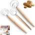 Danish Dough Whisk Sourdough Bread Dough Mixer 3 Pack Stainless Steel Dough Hook Dutch Whisk Hand Wooden Handle Kitchen Whisking Mixing Tool Bread...
