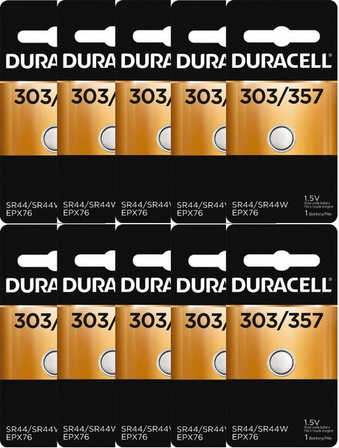 10 Duracell 357 303 A76 PX76 SR44W/SW LR44 AG13 Silver Oxide Battery...