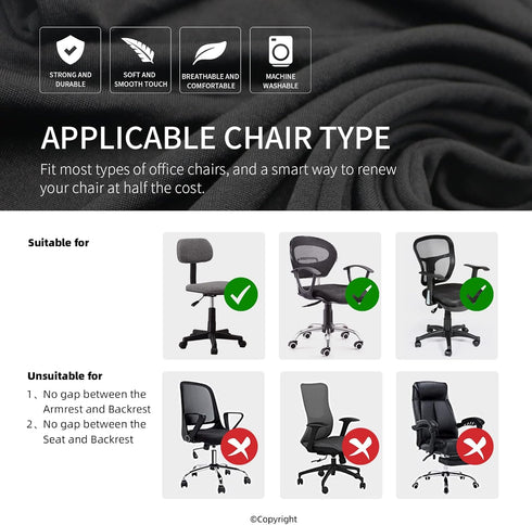 DIVA EN CAMINO DEC Stretchable Desk Office Chair Seat Cushion Covers - Universal Spandex Computer Chair Slipcover - Removable Washable Cushion Pro...