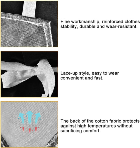 Heat Resistant Apron, Aluminum Foil High Temperature 1000 Degrees Heat Insulation Working Apron Anti Splash Anti Scalding Fire Retardant Flame Ret...